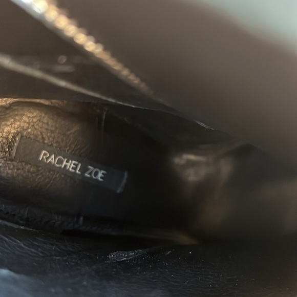 Rachel Zoe Black Leather Zipper Open Toe Heeled Ankle Booties - Picture 8 of 12